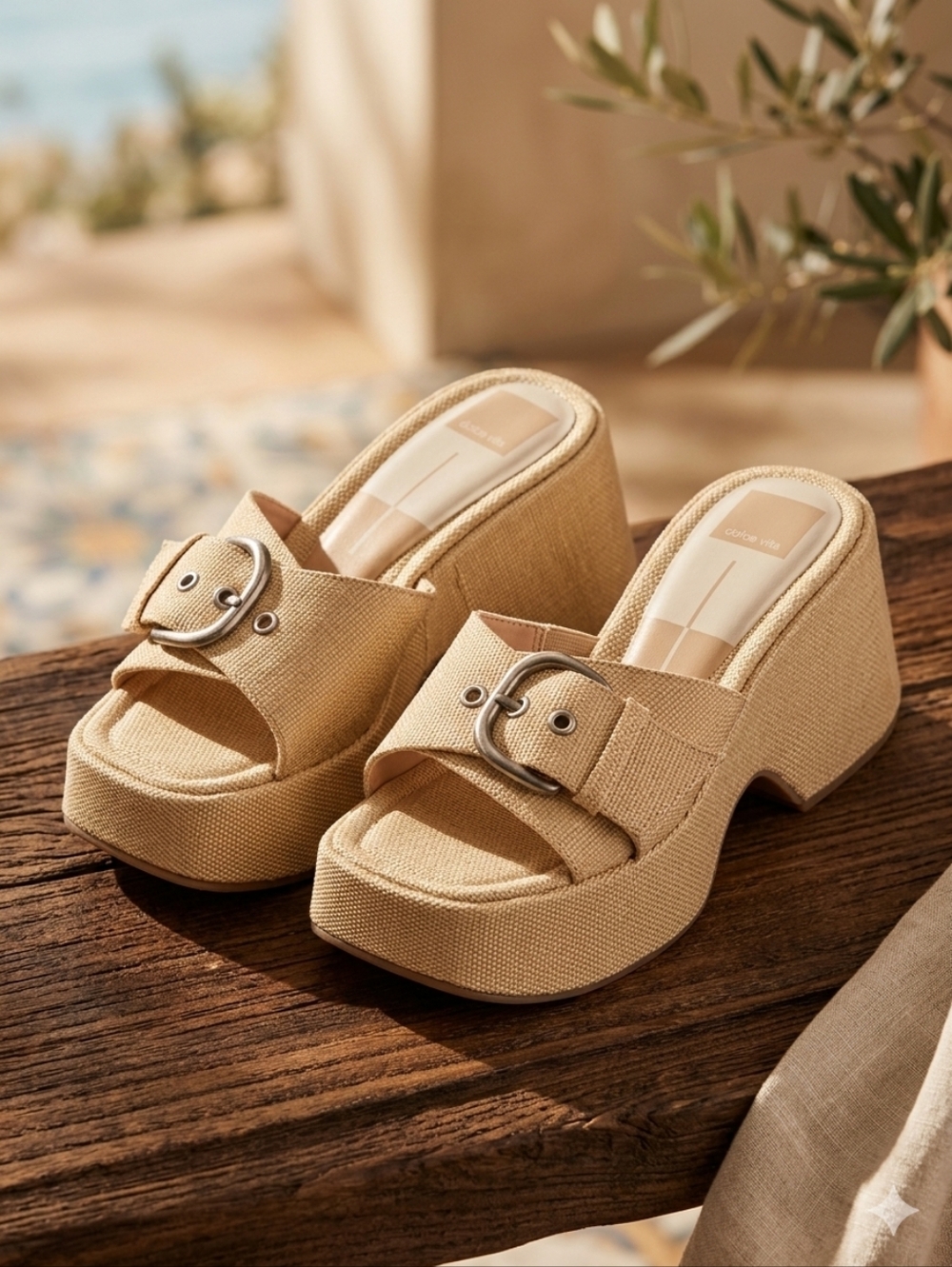 Dolce Vita Women's Gisel Natural Platform Slide Sandals Size 10.5